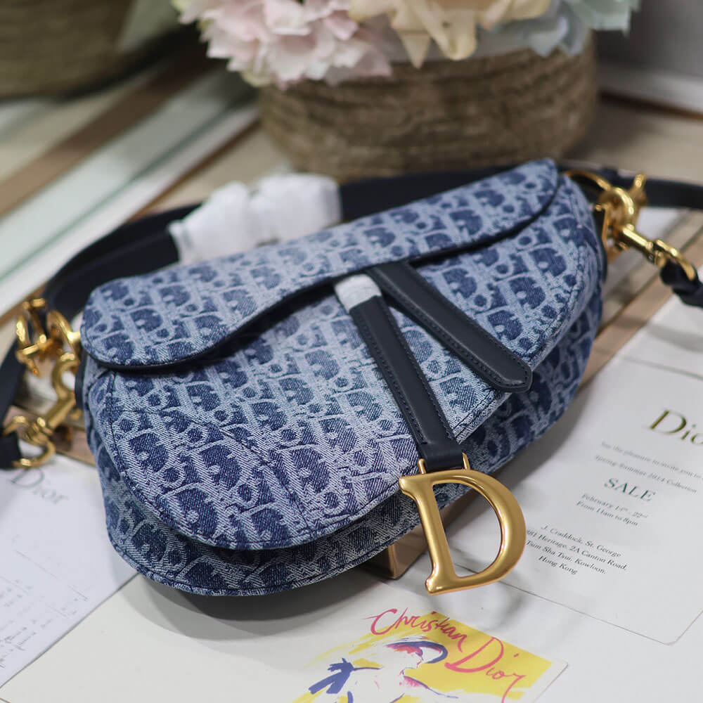 DIOR Saddle Bag with Strap Blue